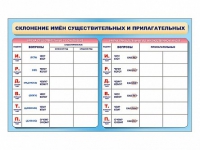 Фрагмент (демонстрационный) маркерный (двухсторонний) "Склонение имен существительных и прилагательных" - «globural.ru» - Волгоград